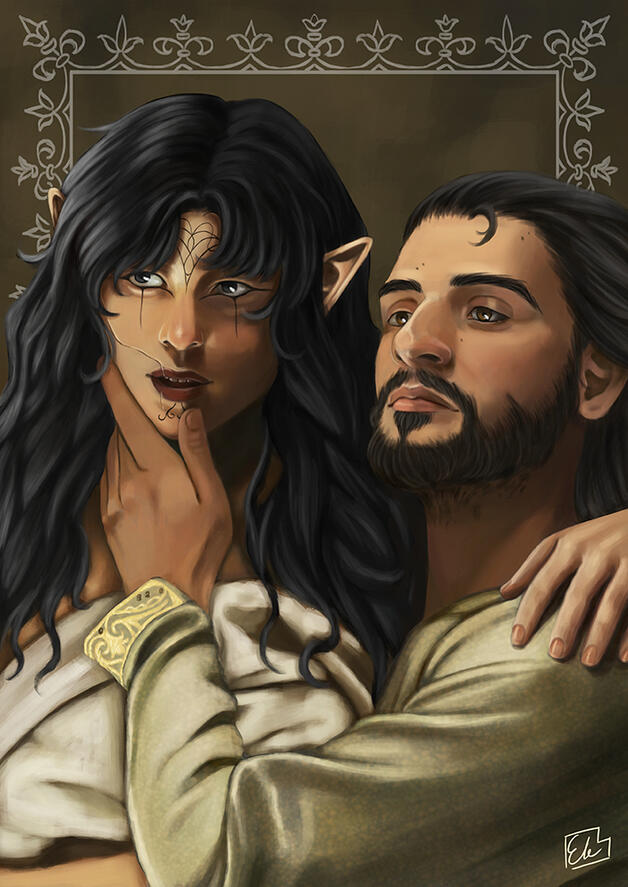 Fan Art of Lucanis and Rook from Dragon Age: The Veilguard.