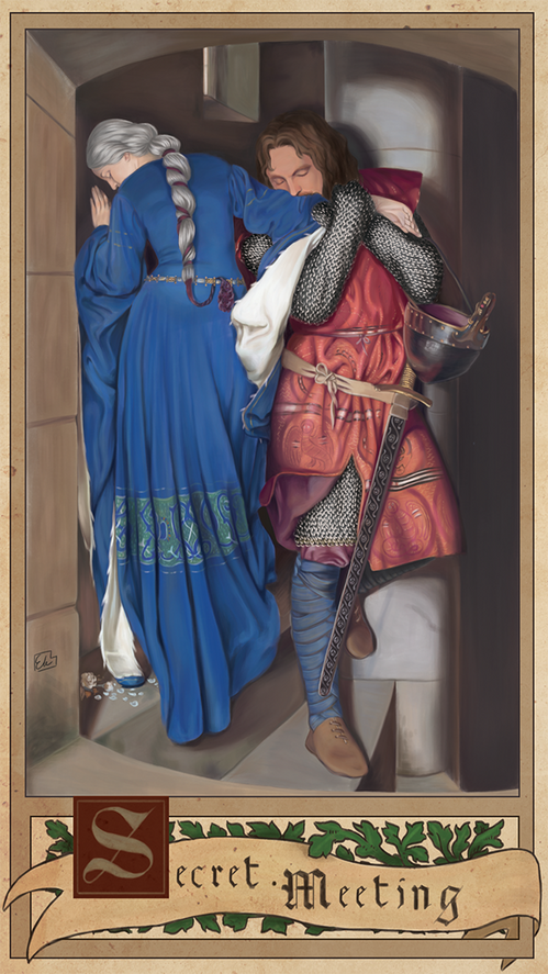Secret Meeting Fan Art of Rhaenyra Targaryen and Harwin Strong from House of the Dragon.